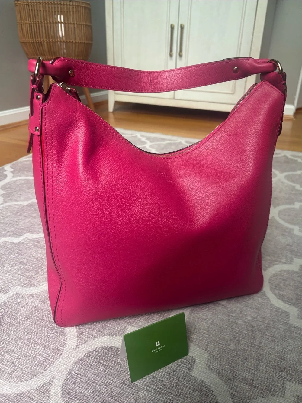 Kate Spade Pink Soft Pebbled Leather Hobo Shoulder Bag